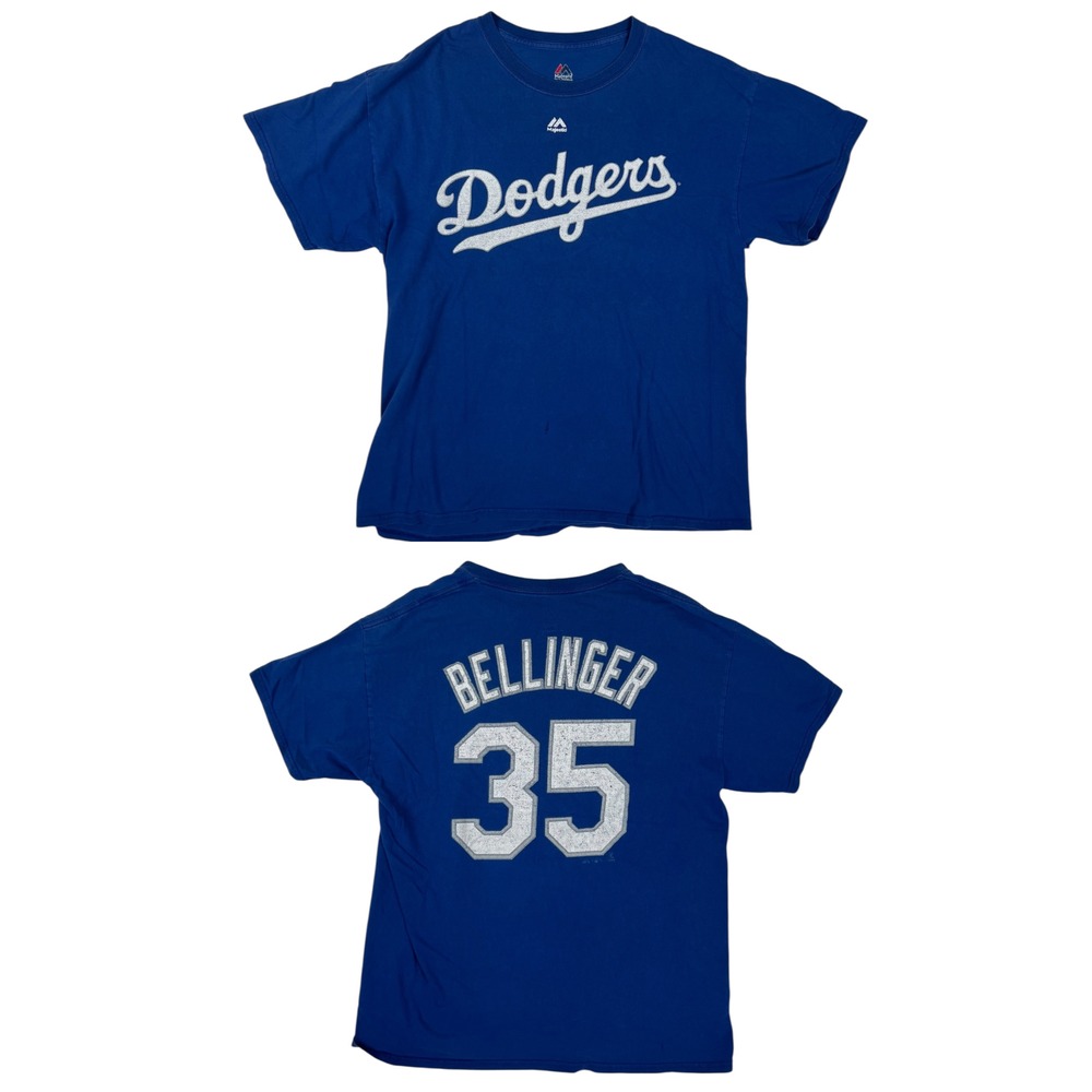 Los Angeles Dodgers T-Shirt Mens Large Blue MLB Baseball Majestic Bellinger 35